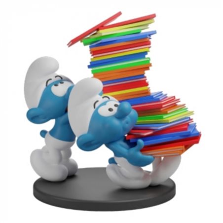 Smurf Statue Resin: The Smurfs with a stack of books, 20 cm (Plastoy 00425)