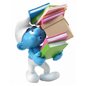 Smurf Statue Resin: The Smurf with a stack of books, 12 cm (Plastoy 00180)