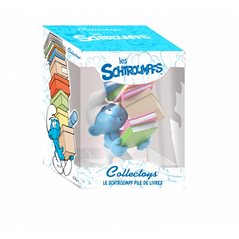 Smurf Statue Resin: The Smurf with a stack of books, 12 cm (Plastoy 00180)