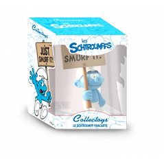 Schlümpfe Figur: Schlumpf mit Schild Just Smurf It!, 14 cm (Plastoy 00179)