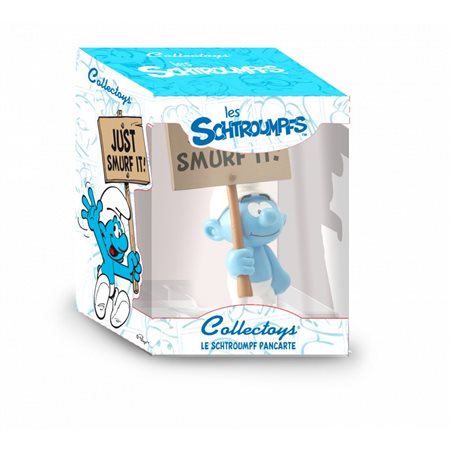 Smurf Statue Resin: The Smurf with sign Just Smurf It!, 14 cm (Plastoy 00179)