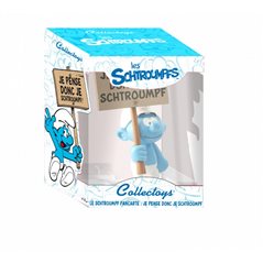 Smurf Statue Resin: Smurf with sign "Je pense donc je schtroumpf" (Plastoy 150) 