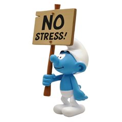 Smurf Statue Resin: Smurf with sign "No Stress!", 12 cm (Plastoy 00149)