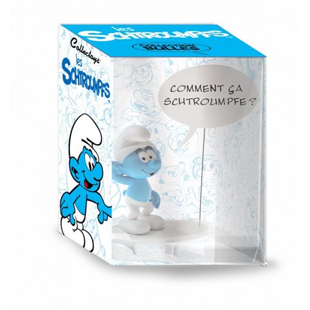 Smurf Statue Resin: Smurf with sign "COMMENT CA SCHTROUMPF ?" (Plastoy 146) 