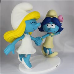 Smurf Statue Resin: Smurfette and Smurf Blossom 28cm (Puppy 755352)