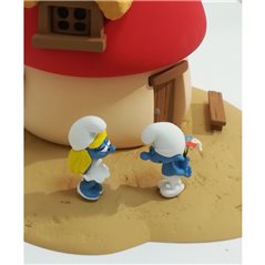 Smurf Statue Resin: Smurfette House with two figurines (Fariboles MA1)