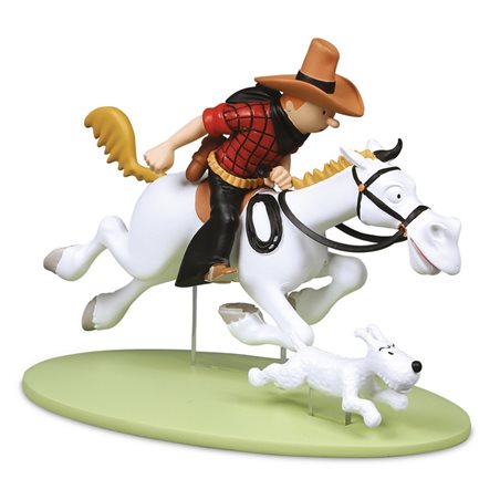 Tintin Statue Resin: Cowboy with Snowy in America (Moulinsart 42178)