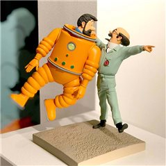 Tim und Struppi Comicfigur: Kapitän Haddock und Professor Bienlein als Astronauten, 22x21cm (Moulinsart 44024) 