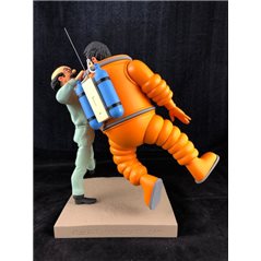 Tim und Struppi Comicfigur: Kapitän Haddock und Professor Bienlein als Astronauten, 22x21cm (Moulinsart 44024) 