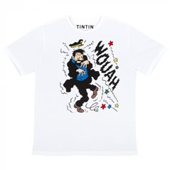 Tintin T-Shirt Haddock Wouah in White, Size S-XL (Moulinsart 894) 