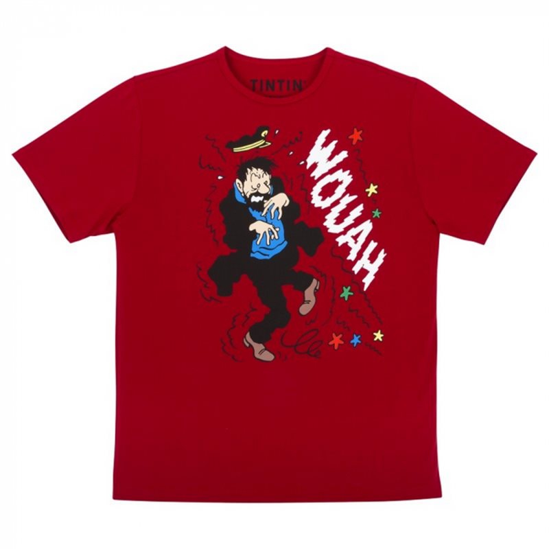 Tintin T-Shirt Haddock Wouah in Red, Size S-XL (Moulinsart 895) 