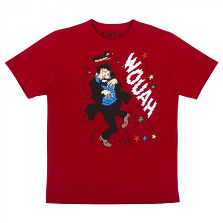 Tintin T-Shirt Haddock Wouah in Red, Size S-XL (Moulinsart 895) 