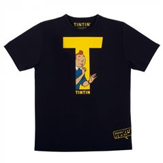 Tintin T-Shirt T in Black, Size S-XL (Moulinsart 896) 