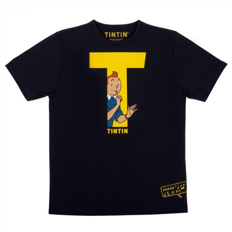 Tintin T-Shirt T in Black, Size S-XL (Moulinsart 896) 