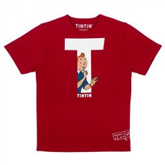 Tintin T-Shirt T in Red, Size S-XL (Moulinsart 896) 