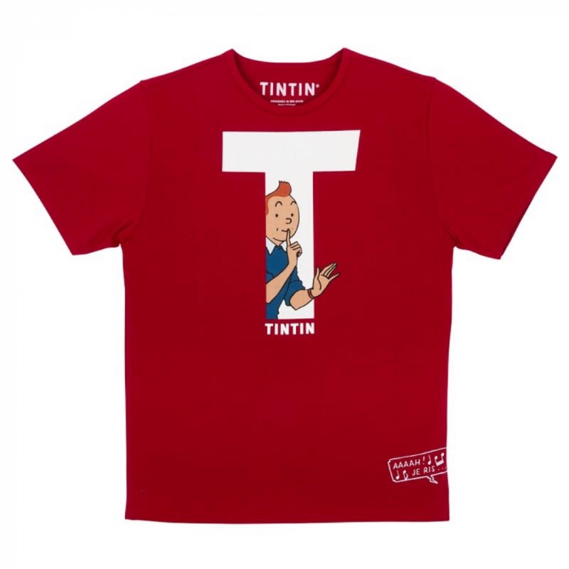 Tintin T-Shirt T in Red, Size S-XL (Moulinsart 897) 