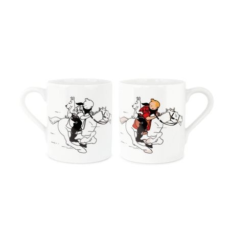 Tintin Mugs: Tintin Cowboy with Snowy in America, Porcelain (Moulinsart 47990)