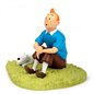 Tintin Statue Resin: Tintin and Snowy sit in the grass, 23 cm (Moulinsart 47001)