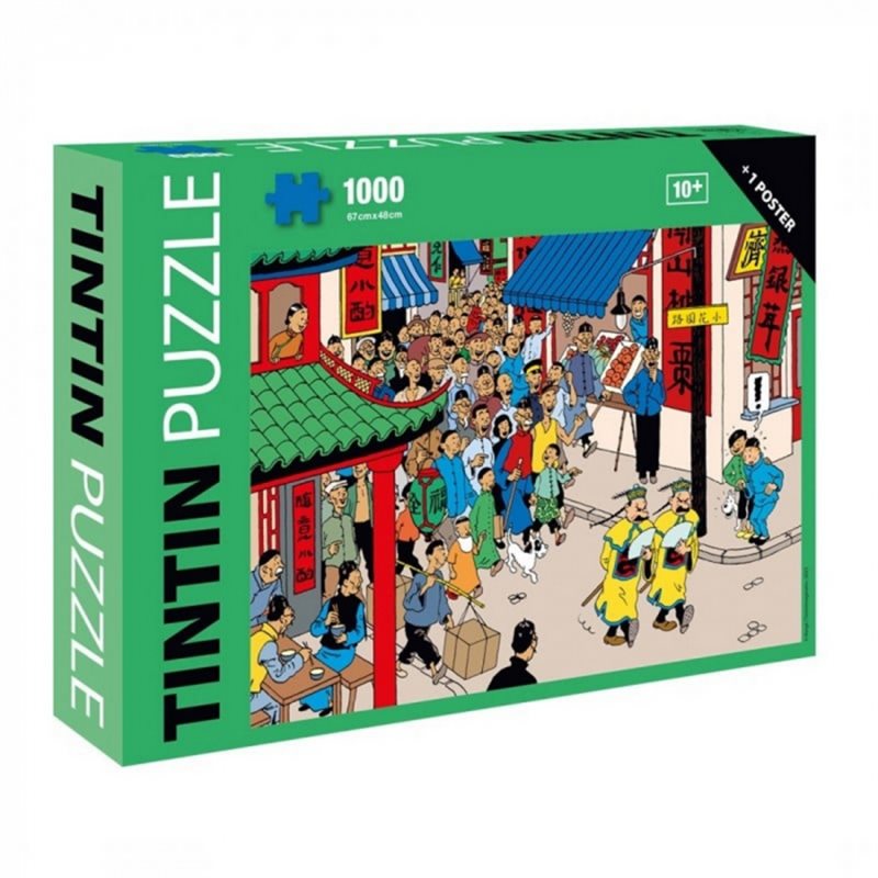 Tintin Puzzle: Thomson and Thompson as Chinese with poster, 1000 pieces (Moulinsart 81558)
