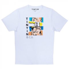 Tim und Struppi T-Shirt Tintin & Co. in weiß, Größe S bis XL