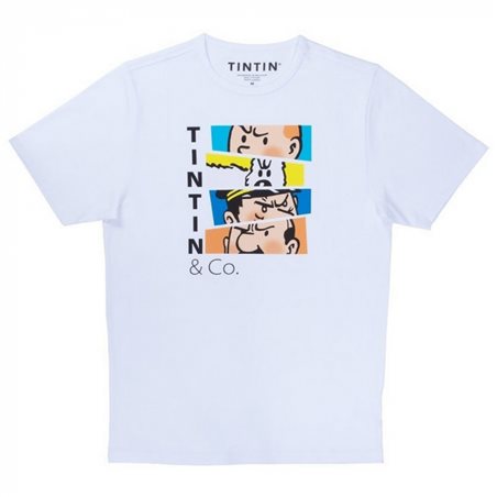 Tim und Struppi T-Shirt Tintin & Co. in weiß, Größe S