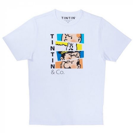 Tintin T-Shirt Tintin & Co. in White, Size S-XL (Moulinsart 905) 
