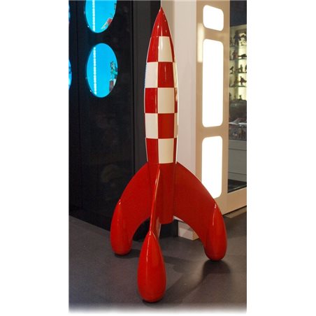 Tim und Struppi Rakete: Figur Mondrakete 150cm, Handbemalt (Moulinsart 46999)