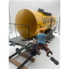 Tintin Statue Resin: Tintin and Snowy the Wagon Loch Lomond, 77 cm (Moulinsart 40030)