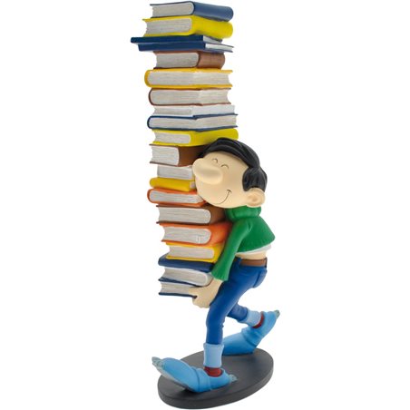 Figur Gaston mit Bücherstapel