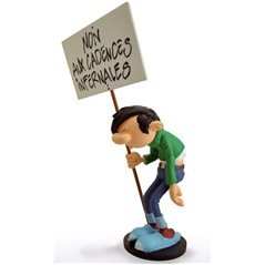 Figure Gaston with sign
