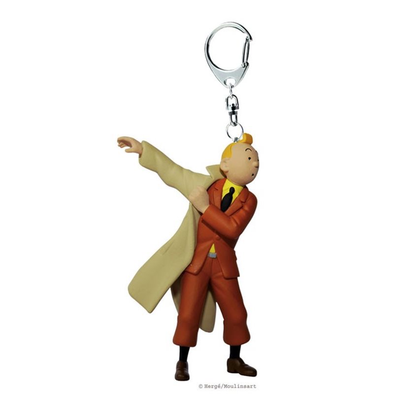 Tintin Keychain: Tintin in trenchcoat, 8cm (Moulinsart 42469)