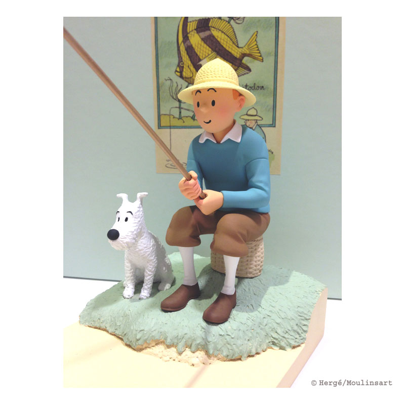 Figurine Tintin and Snowy fishing