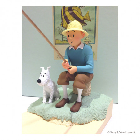 Figurine Tintin and Snowy fishing